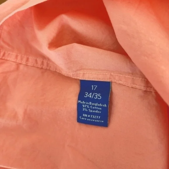 Apt. 9 Mens SlimFit Premier Flex Collar Stretch Fabric Dress Shirt 17 34/35 Pink - Picture 4 of 5